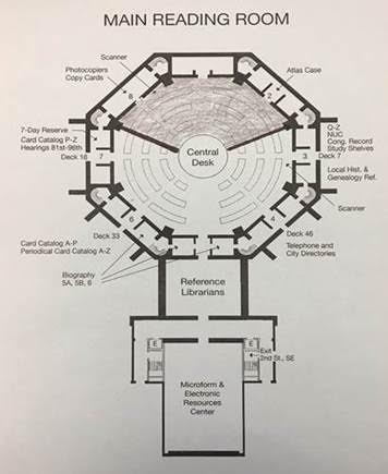 sketch showing wedge in Main Reading Room floor plan